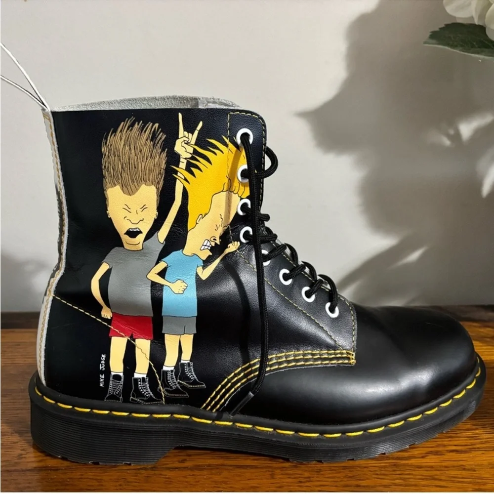 Dr. Martens PASCAL Beavis and Butthead leather boots with artwork Mike Judge 11 - Picture 5 of 14